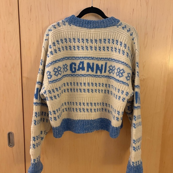 Ganni Cream and Blue Wool Sweater - Picture 3 of 4